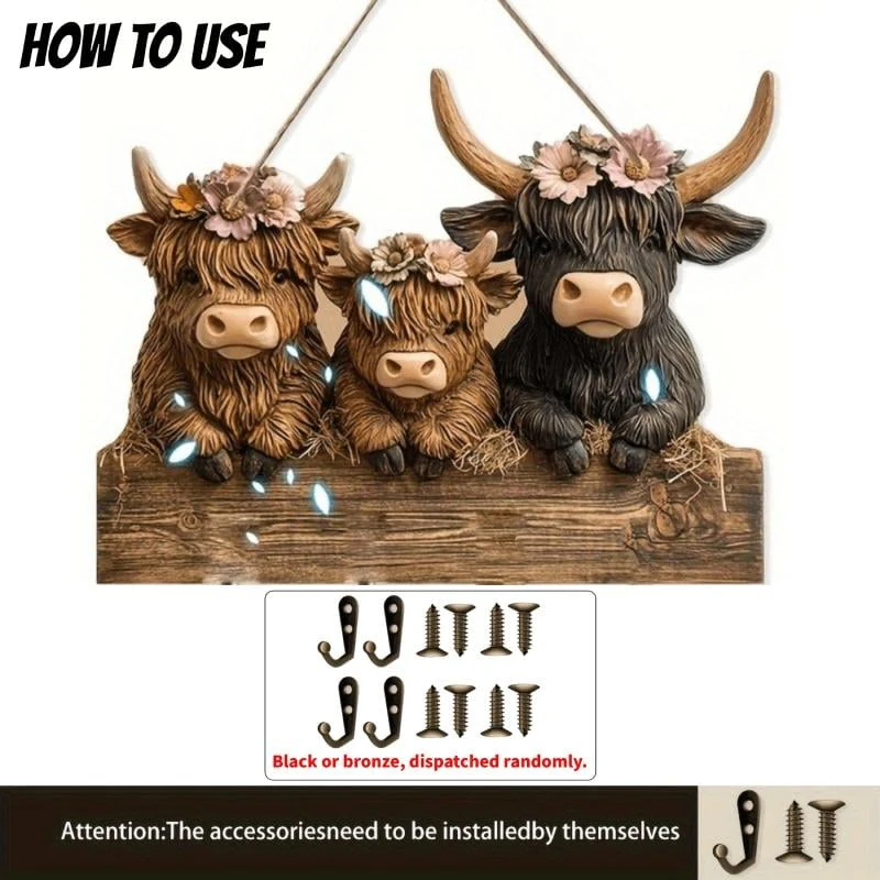 2D Printed Country Style Highland Cow Wooden Ornament 🐮 - Image 5