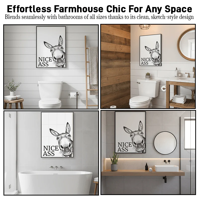 🤣The "Nice Ass" Cheeky Donkey Bathroom Canvas Art Hidden Humour for Pure Joy - Image 4