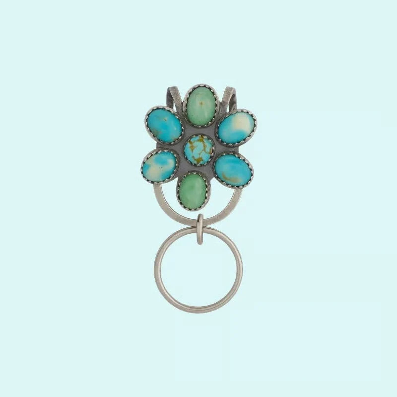 🌿Natural Turquoise Flower Clip Keychain: Stylish & Practical, Find Keys Easily - Image 12