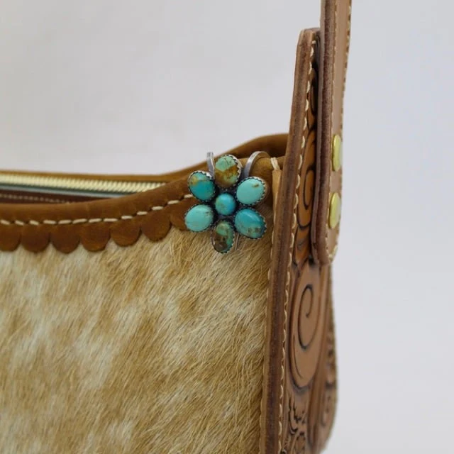 🌿Natural Turquoise Flower Clip Keychain: Stylish & Practical, Find Keys Easily - Image 4