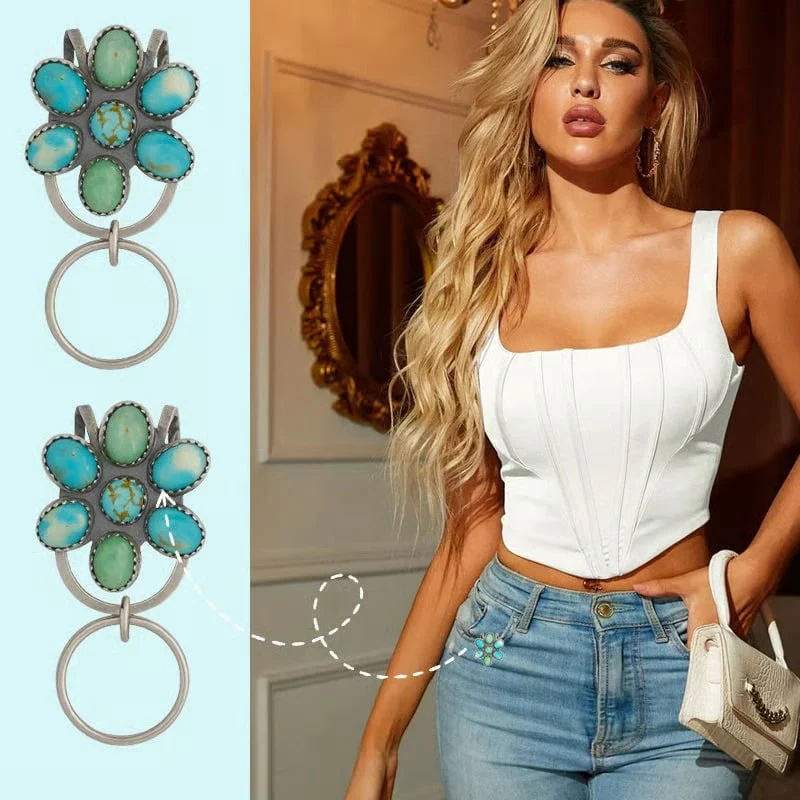 🌿Natural Turquoise Flower Clip Keychain: Stylish & Practical, Find Keys Easily - Image 8