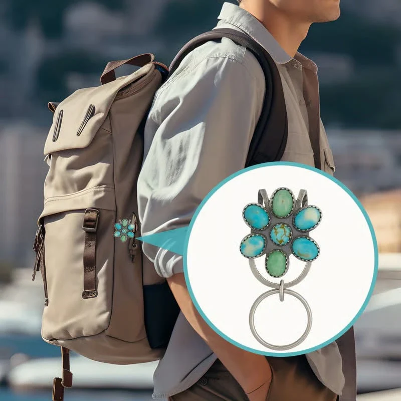 🌿Natural Turquoise Flower Clip Keychain: Stylish & Practical, Find Keys Easily - Image 9